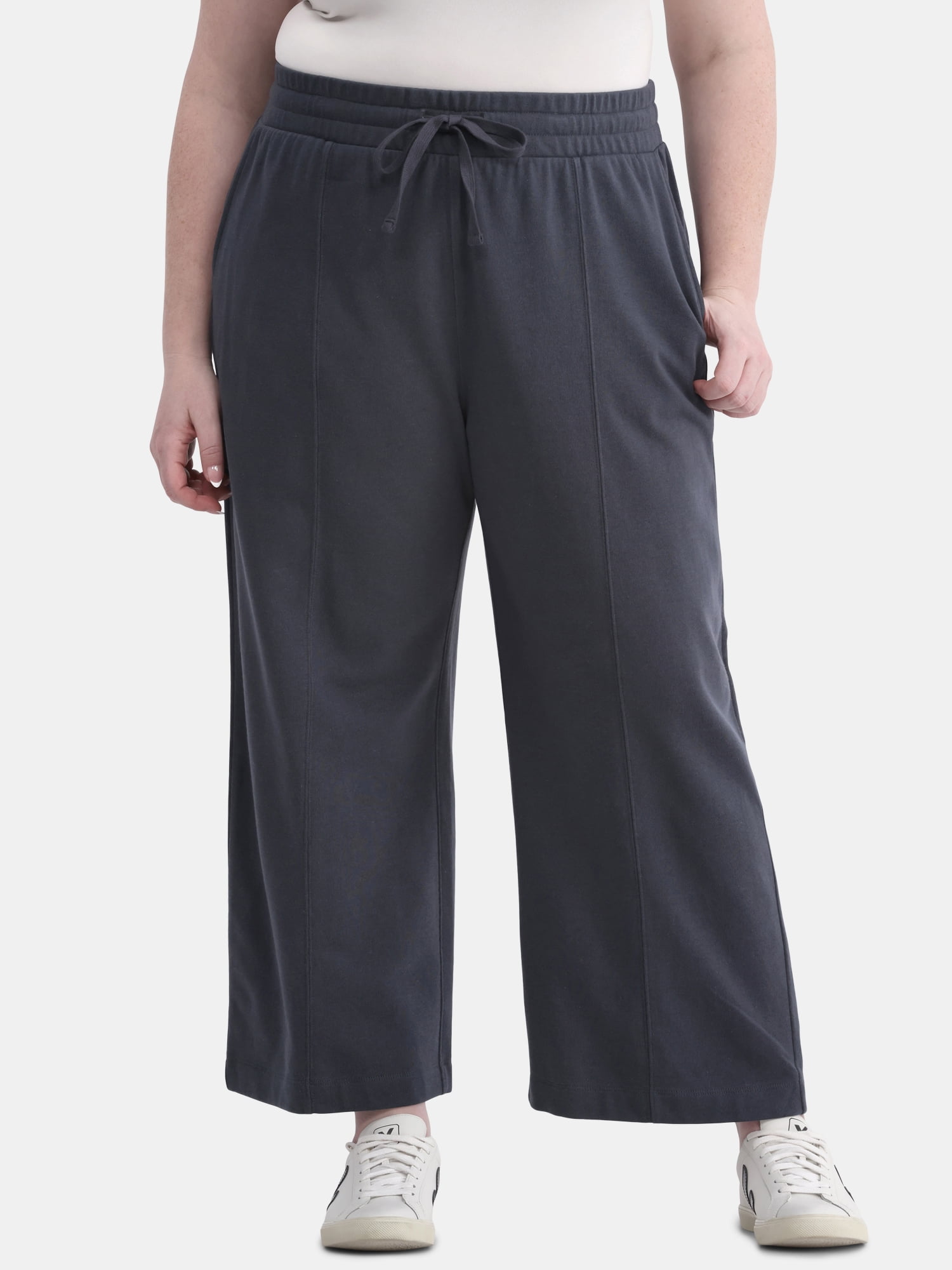 Terra & Sky Women’s Plus Size Cropped Knit Pants, 25" Inseam, Sizes 0X-4X
