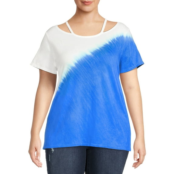 Terra & Sky Women's Plus Size Cut Out Neck Short Sleeve Top
