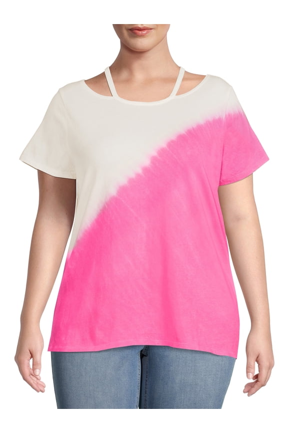 Women's Plus Size Cut Out Neck Short Sleeve Top