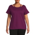 thumbnail image 1 of Terra & Sky Women's Plus Size Cut Out Neck Short Sleeve Top, 1 of 5