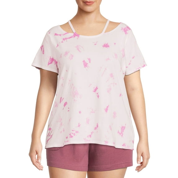 Terra & Sky Women's Plus Size Cut Out Neck Short Sleeve Top