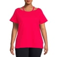 thumbnail image 1 of Terra & Sky Women's Plus Size Cut Out Neck Short Sleeve Top, 1 of 5