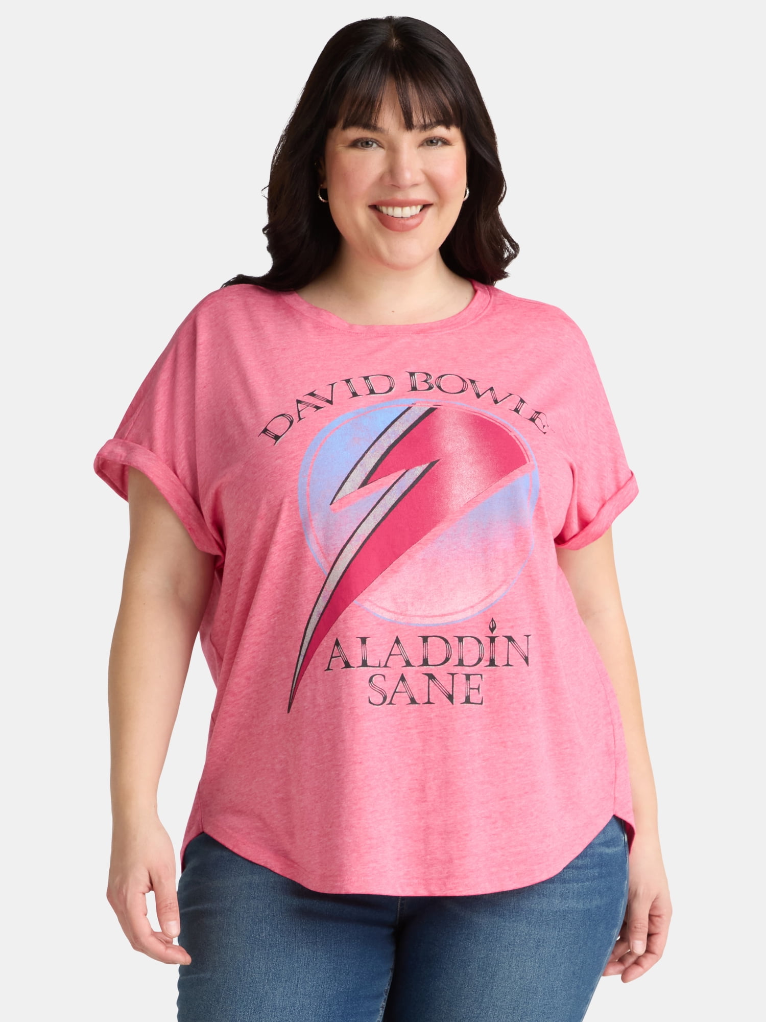 Terra & Sky Women's Plus Size David Bowie Bolt Graphic Tee, Sizes 0X-5X
