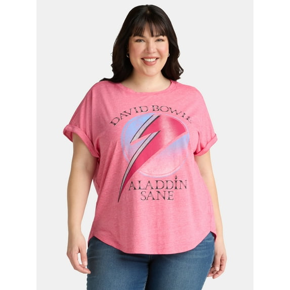 Terra & Sky Women's Plus Size David Bowie Bolt Graphic Tee, Sizes 0X-5X