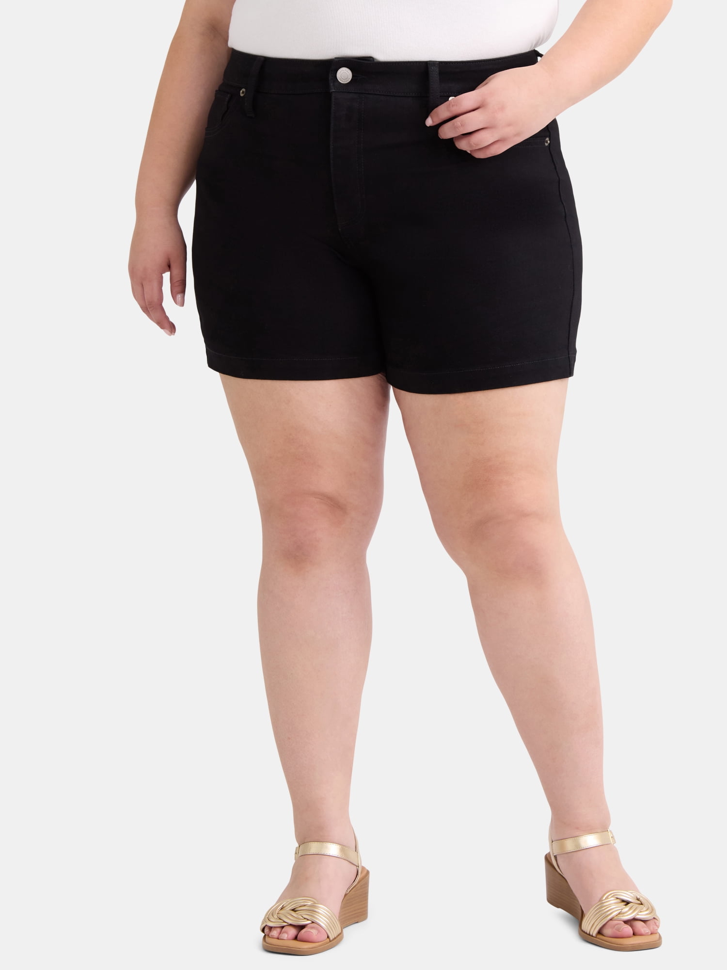 Terra & Sky Women's Plus Size Denim A-Line Shorts, 5" Inseam, Sizes 14W-26W