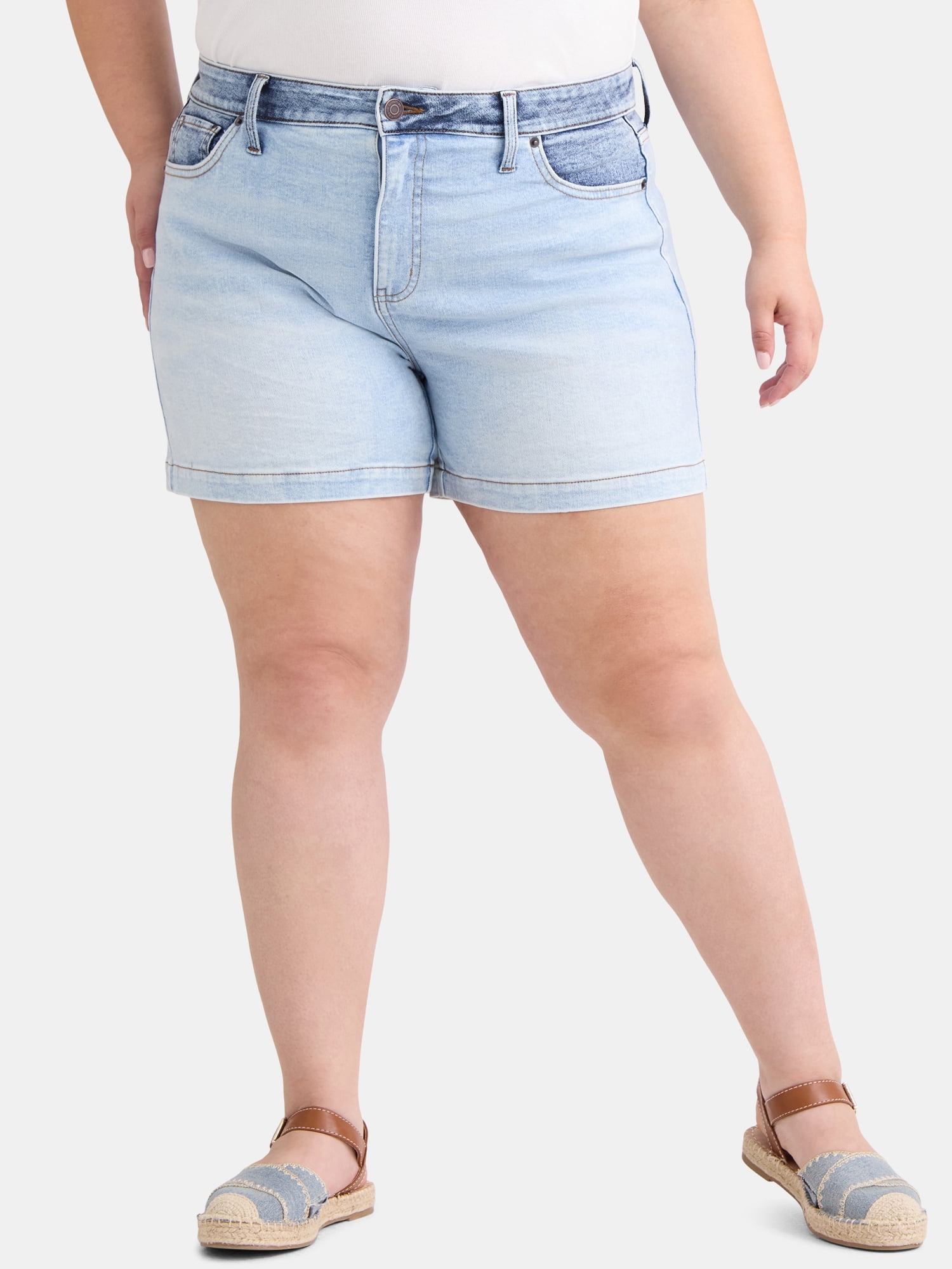Terra & Sky Women's Plus Size Denim A-Line Shorts, 5" Inseam, Sizes 14W-26W