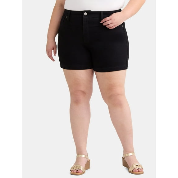 Terra & Sky Women's Plus Size Denim A-line Short, 5" Inseam, Sizes 16W-24W