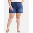 thumbnail image 1 of Terra & Sky Women's Plus Size Denim A-line Short, 5" Inseam, Sizes 16W-24W, 1 of 5