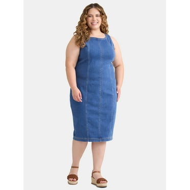 Terra & Sky Women's Plus Size Denim Bodycon Dress, Sizes 0X-5X