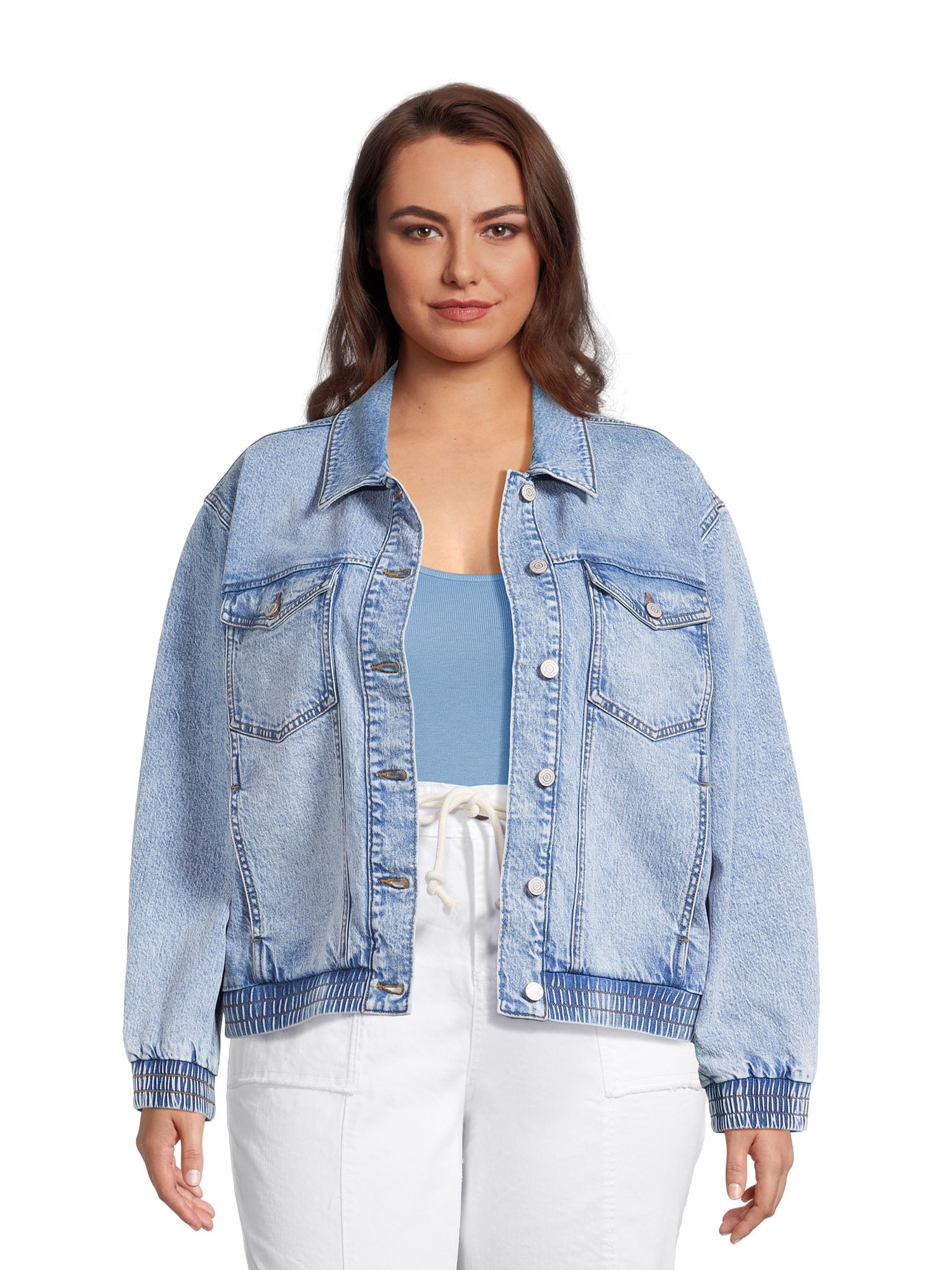 Terra & Sky Women's Plus Size Denim Trucker Jacket - Walmart.com Terra & Sky Women's Plus Size Denim Trucker Jacket - Walmart.com