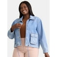 thumbnail image 1 of Terra & Sky Women's Plus Size Denim Utility Jacket, Sizes 0X-5X, 1 of 5