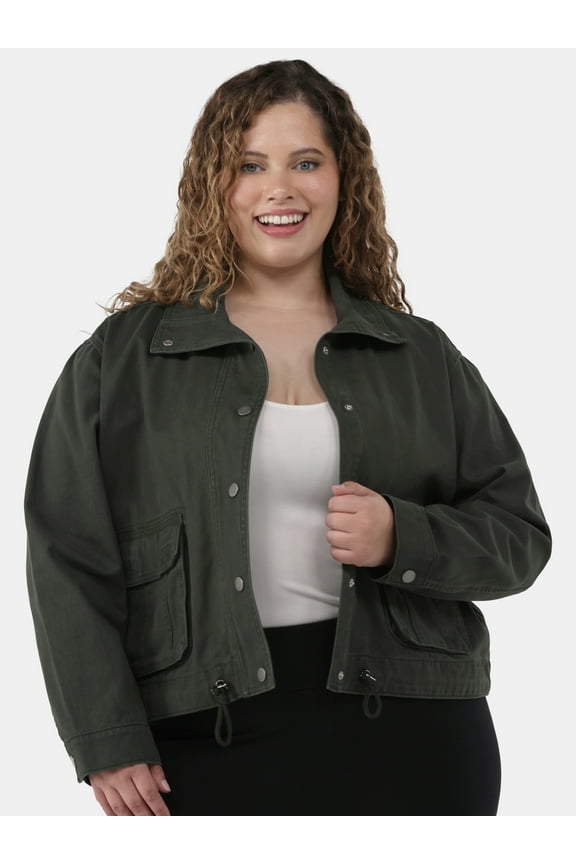 Women's Plus Size Denim Utility Jacket, Sizes 0X-5X