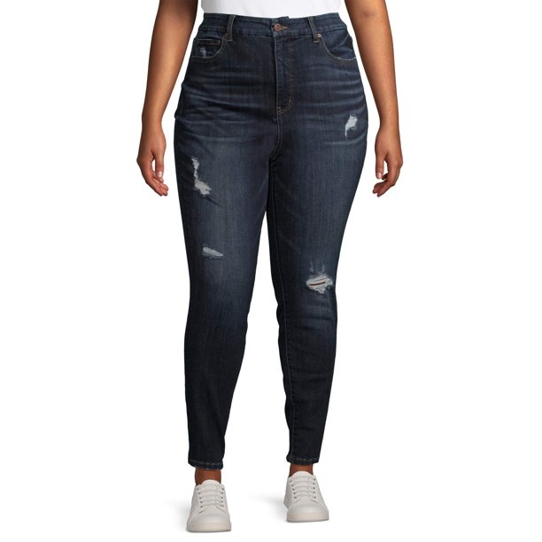 Terra & Sky Women's Plus Size Destructed Denim Jegging - Walmart.com