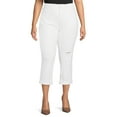 thumbnail image 1 of Terra & Sky Women's Plus Size Distressed Slim Boyfriend Capri Jeans, 27” Inseam, 1 of 6
