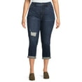 thumbnail image 1 of Terra & Sky Women's Plus Size Distressed Slim Boyfriend Capri Jeans, 27” Inseam, 1 of 6