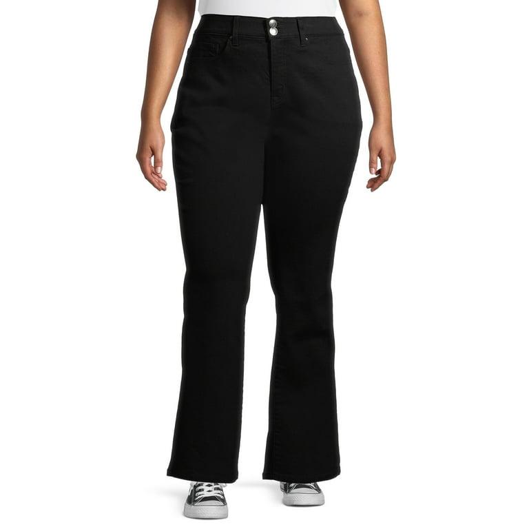 Terra & Sky Women's Plus Size Double Button Bootcut Mid-Rise Jeans