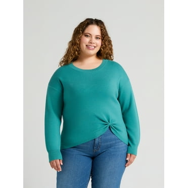 Terra & Sky Women’s Plus Size Double-Knit Twist Sweater