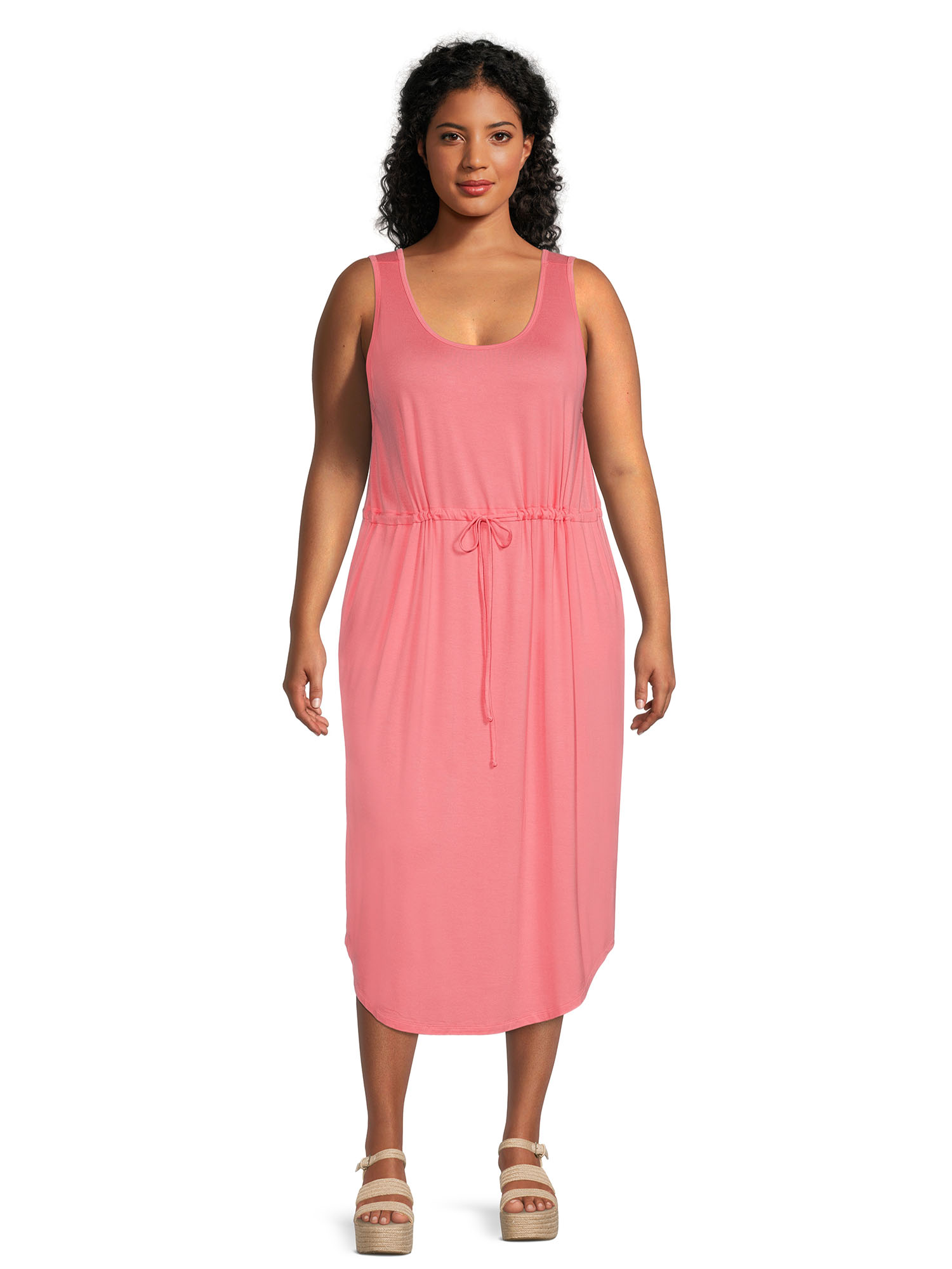 Terra & Sky Women's Plus Size Drawstring Waist Tank Dress - image 1 of 5