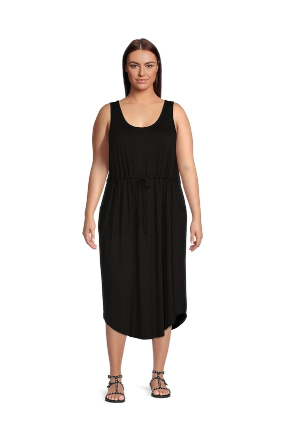 Women's Plus Size Drawstring Waist Tank Dress