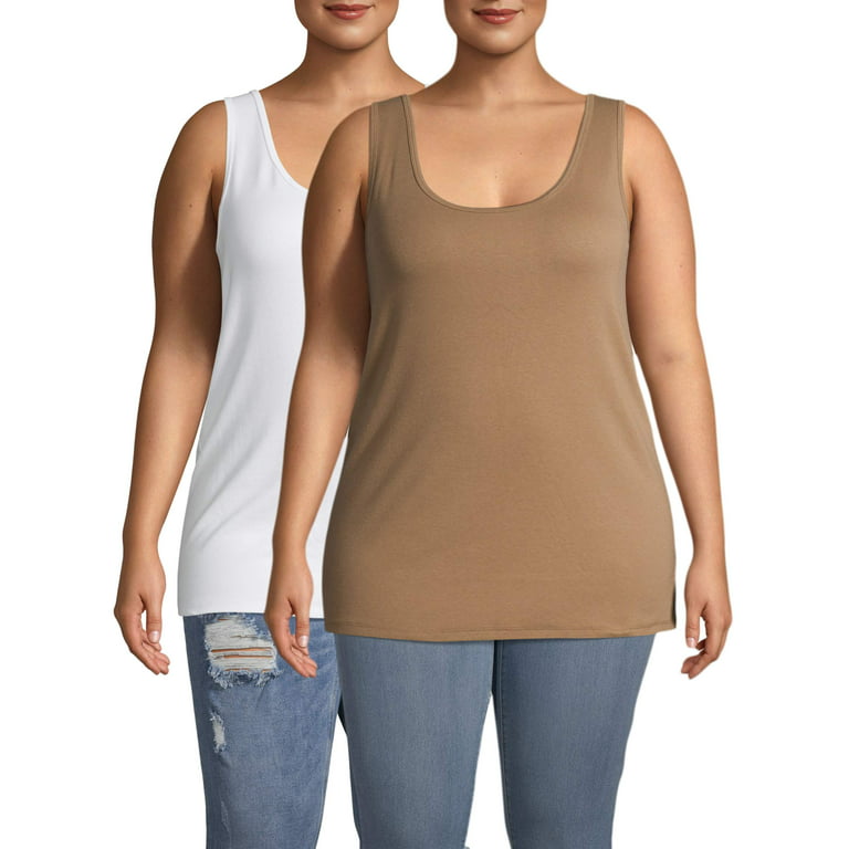 Terra & Sky Women's Plus Size Everyday Essential Layering Tank Top, 2-Pack  