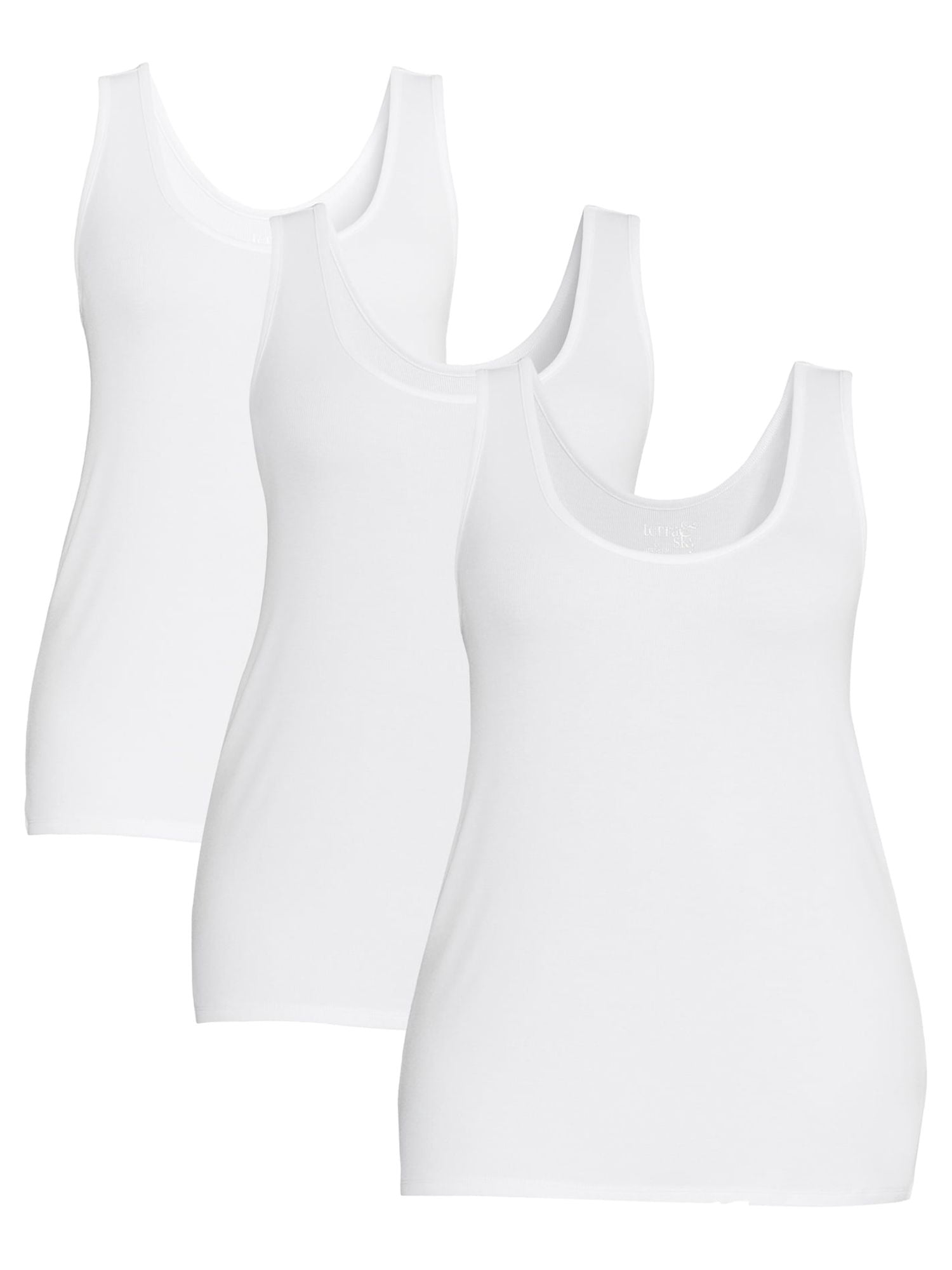 Terra & Sky Women's Plus Size Everyday Essential Layering Tank Top, 3-Pack