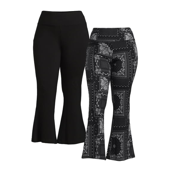 Terra & Sky Women's Plus Size Flare Leggings, 2-Pack