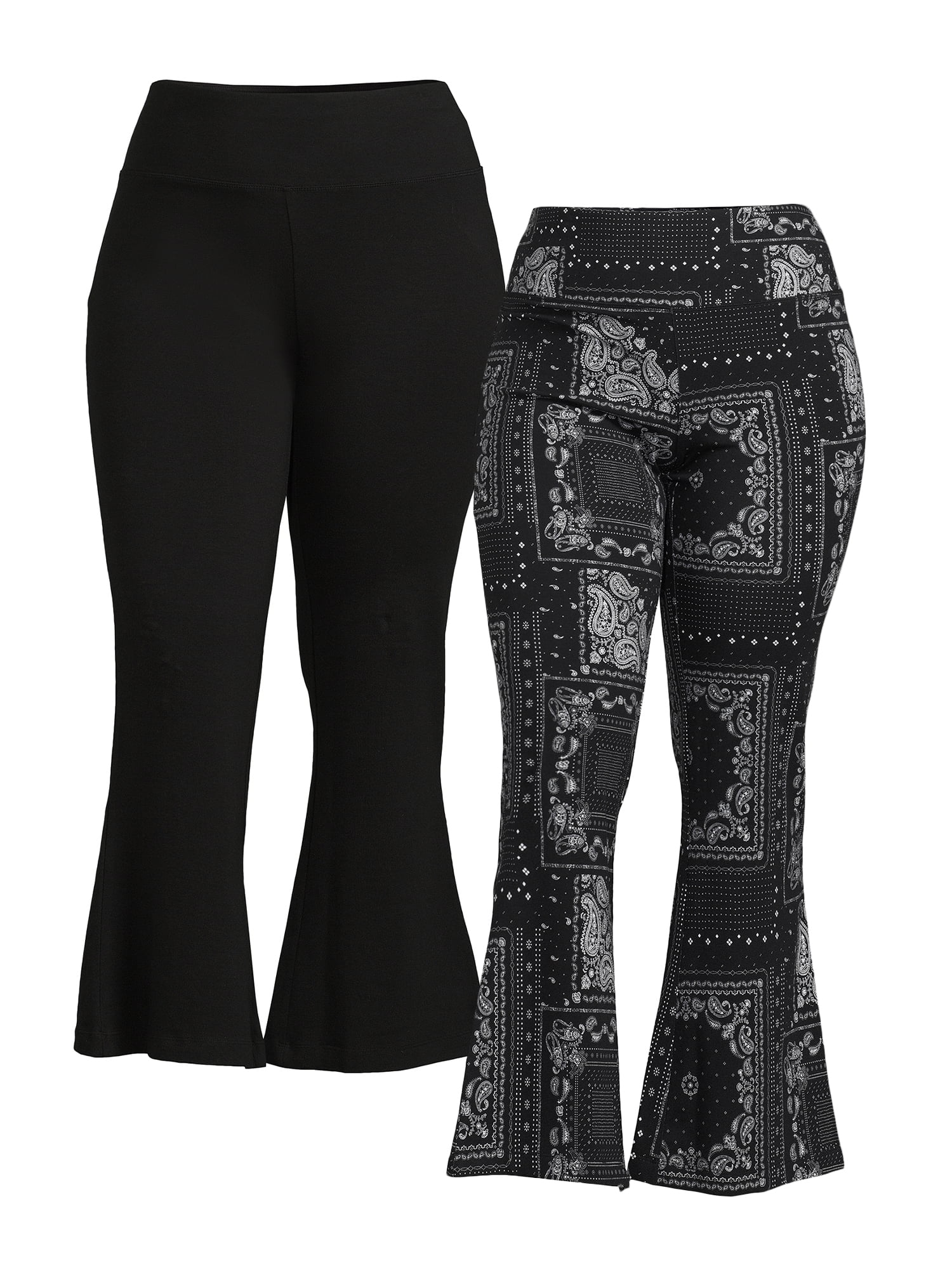 Terra & Sky Women's Plus Size Flare Leggings, 2-Pack