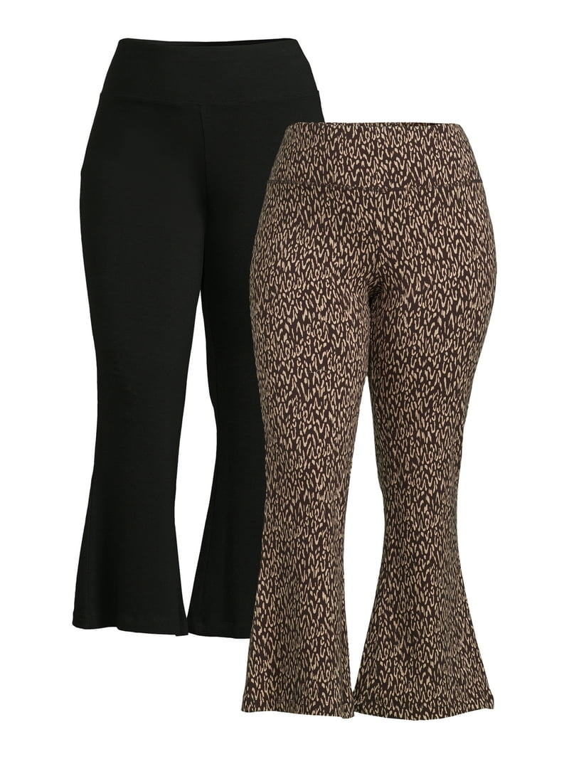 Terra & Sky Women's Plus Size Flare Leggings, 2-Pack
