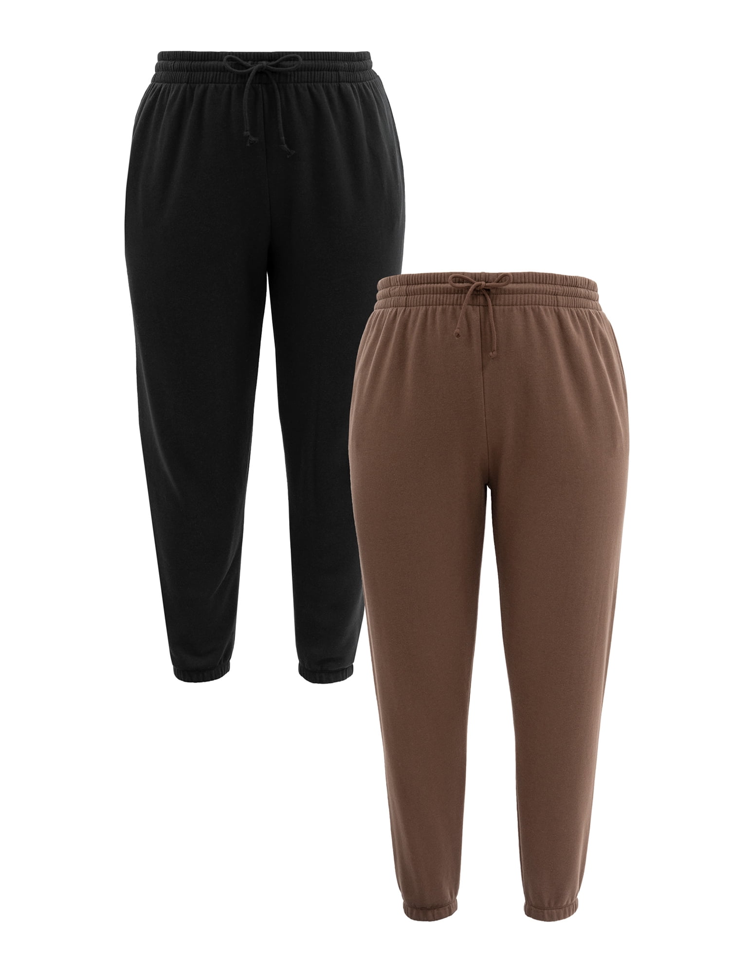 Terra & Sky Women's Plus Size Fleece Sweatpants, 2-Pack
