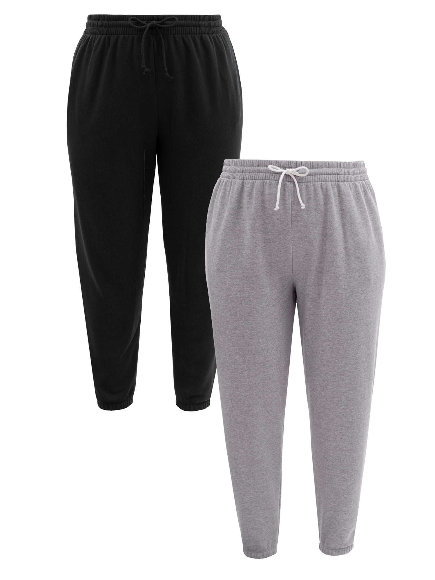 Terra & Sky Women's Plus Size Fleece Sweatpants, 2-Pack