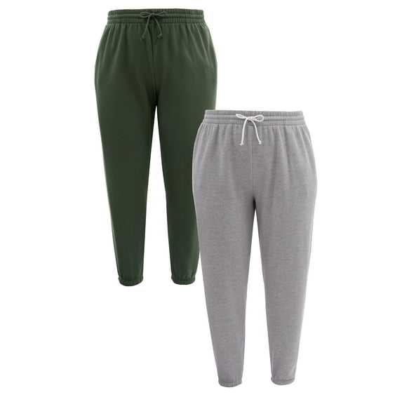 Terra & Sky Women's Plus Size Fleece Sweatpants, 2-Pack