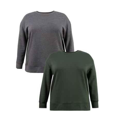 Terra & Sky Women's Plus Size Fleece Sweatshirt, Available in 1,2, and 3- Packs, Size 0X-4X