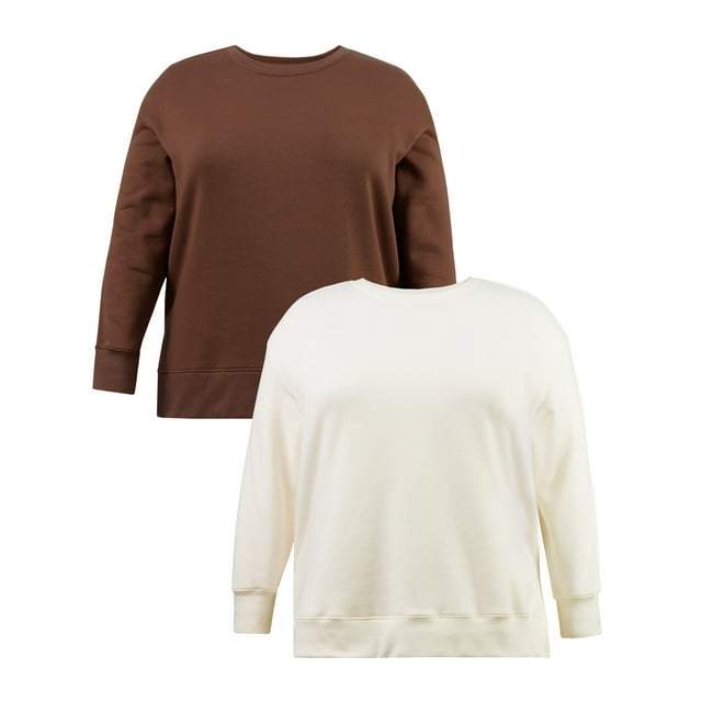 Terra & Sky Women's Plus Size Fleece Sweatshirt, Available in 1,2, and 3- Packs, Size 0X-4X