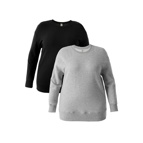 Terra & Sky Women's Plus Size Fleece Sweatshirt, 2-Pack