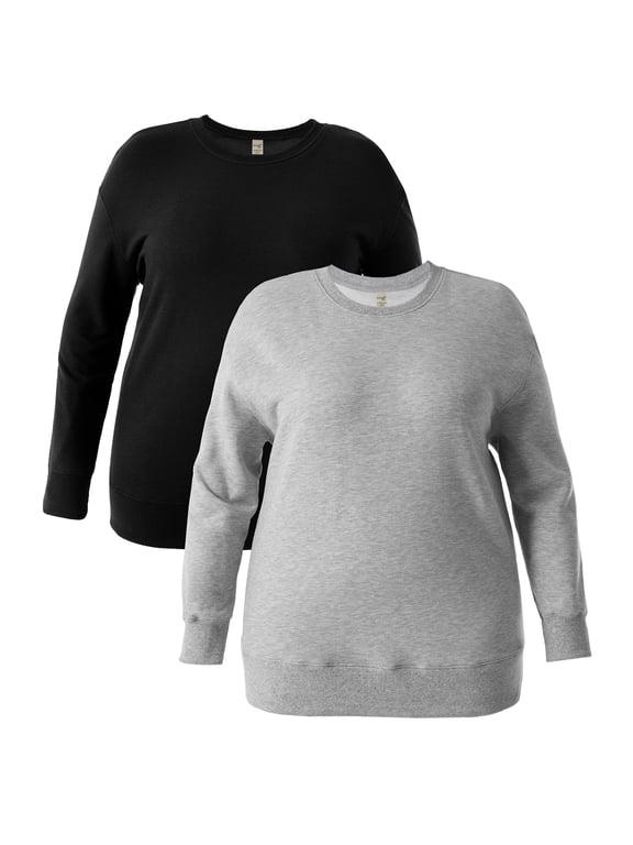 Women's Plus Size Fleece Sweatshirt, 2-Pack