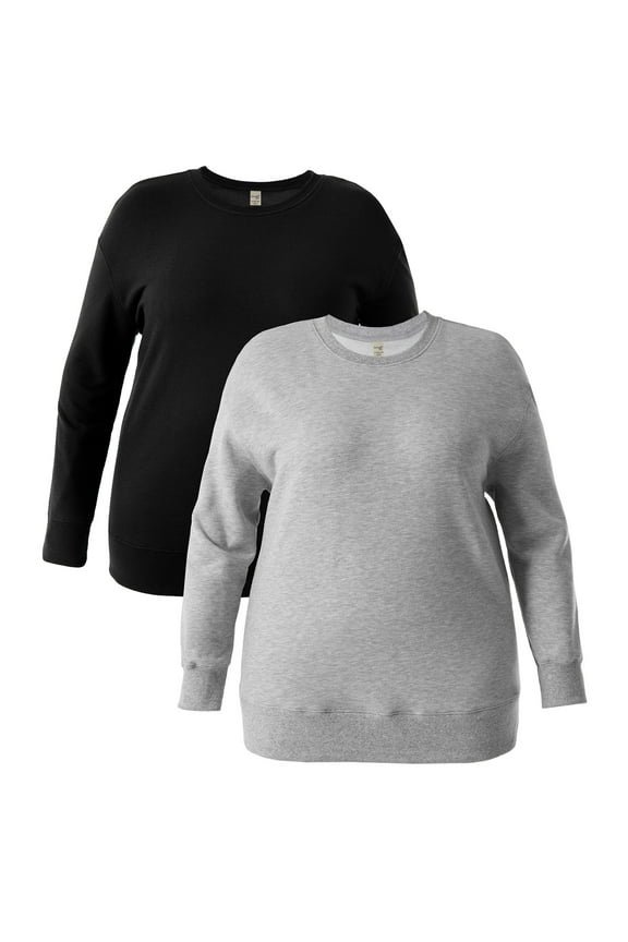 Women's Plus Size Fleece Sweatshirt, 2-Pack