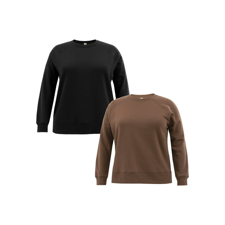 Terra & Sky Women's Plus Size Fleece Sweatshirt, 2-Pack