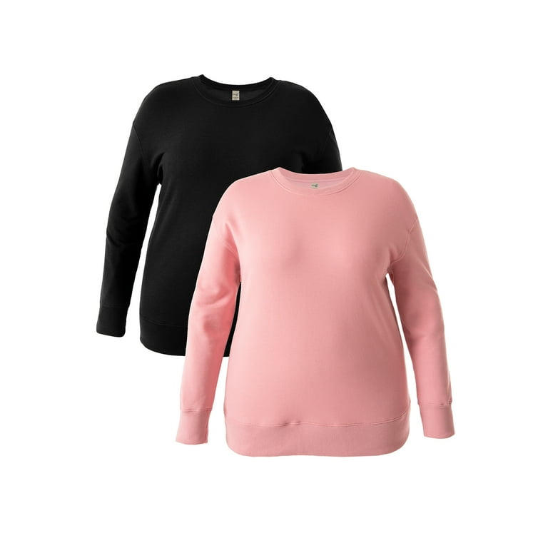 Terra & Sky Women's Plus Size Fleece Sweatshirt, 2-Pack