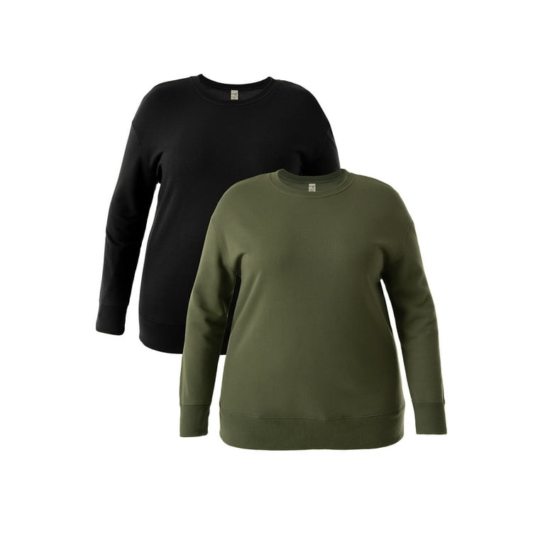 Terra Sky Women s Plus Size Fleece Sweatshirt 2 Pack Walmart