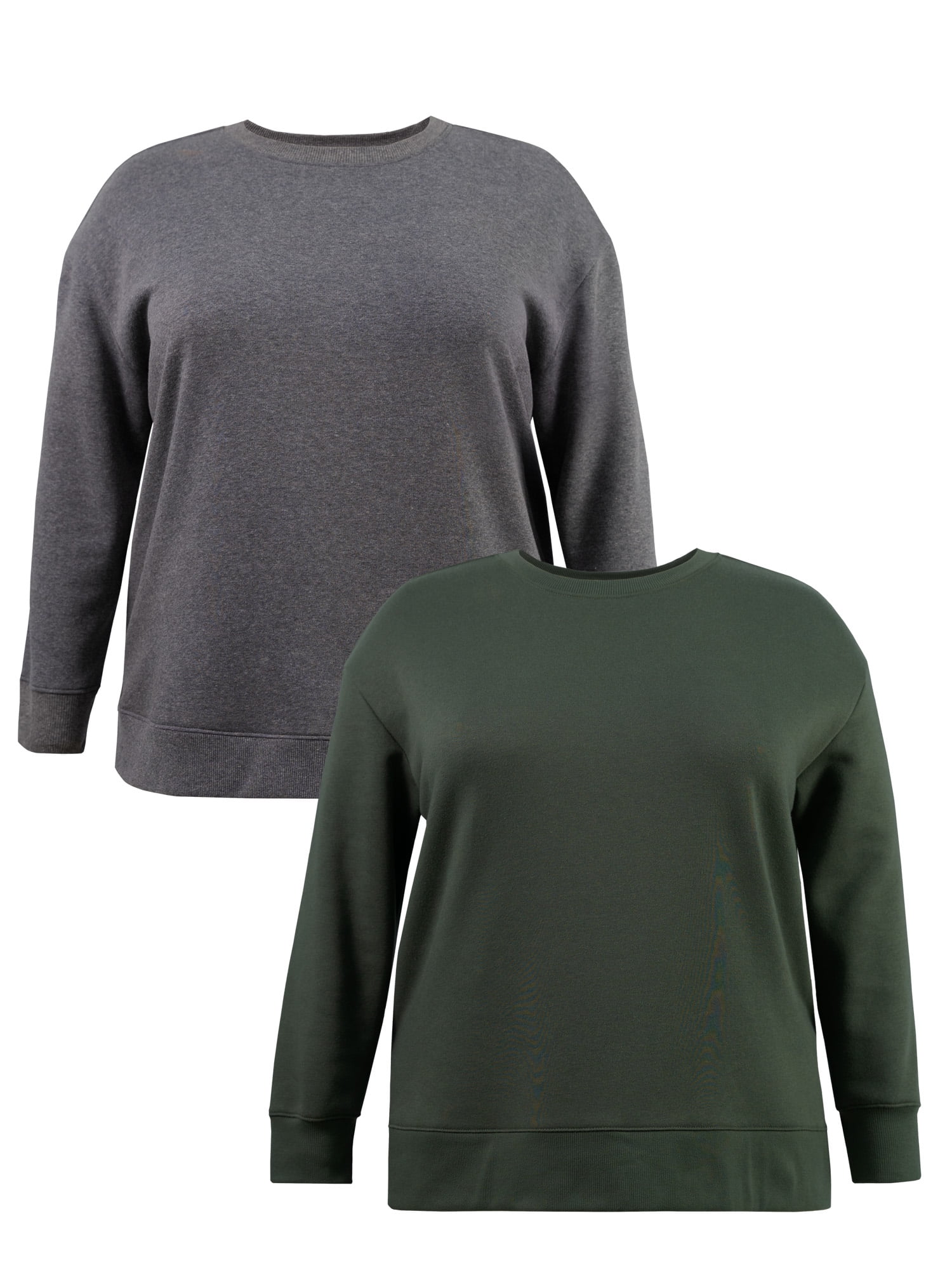 She + Sky Full Size Color Block Sleeve Johnny Collar French Terry Sweatshirt Plus Size