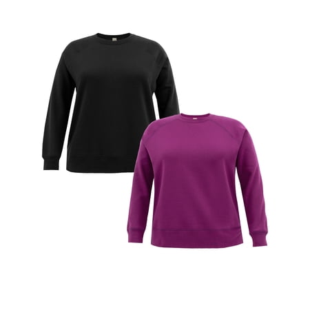 Terra & Sky Women's Plus Size Fleece Sweatshirt, Available in 1,2, and 3- Packs, Size 0X-4X