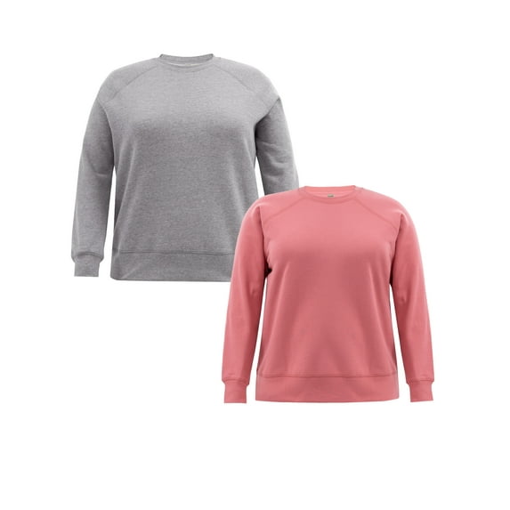 Terra & Sky Women's Plus Size Fleece Sweatshirt, Available in 1,2, and 3- Packs, Size 0X-4X