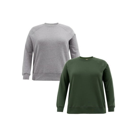 Terra & Sky Women's Plus Size Fleece Sweatshirt, Available in 1,2, and 3- Packs, Size 0X-4X