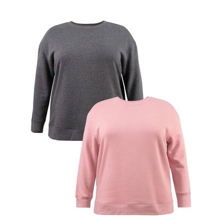 Terra & Sky Women's Plus Size Fleece Sweatshirt, Available in 1,2, and 3- Packs, Size 0X-4X