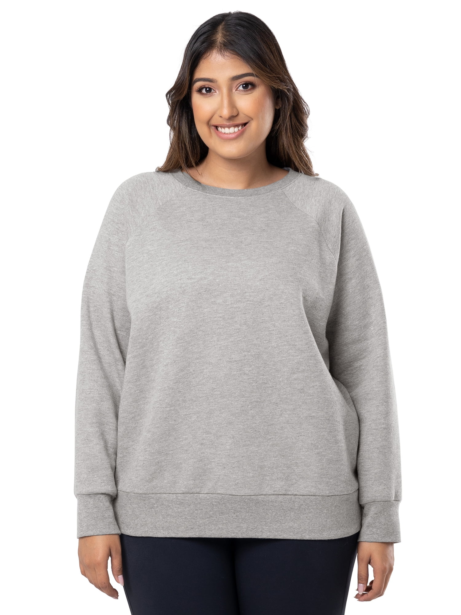 She + Sky Full Size Color Block Sleeve Johnny Collar French Terry Sweatshirt Plus Size main image 1