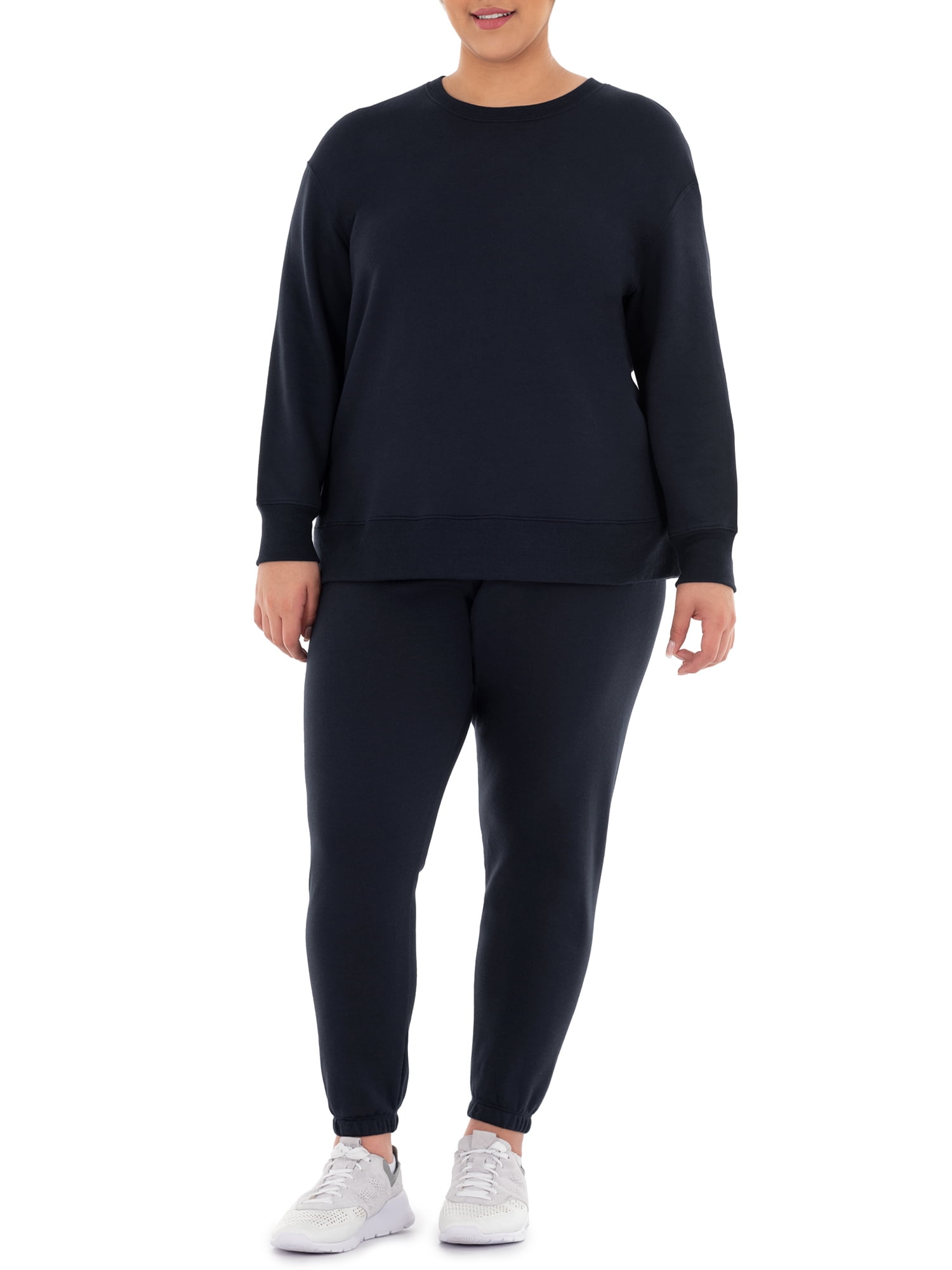 Terra & Sky Women's Plus Size Fleece Sweatshirt & Sweatpant 2-Pack