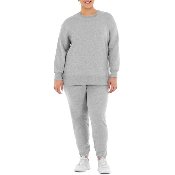 Terra & Sky Women's Plus Size Fleece Sweatshirt & Sweatpant 2-Pack