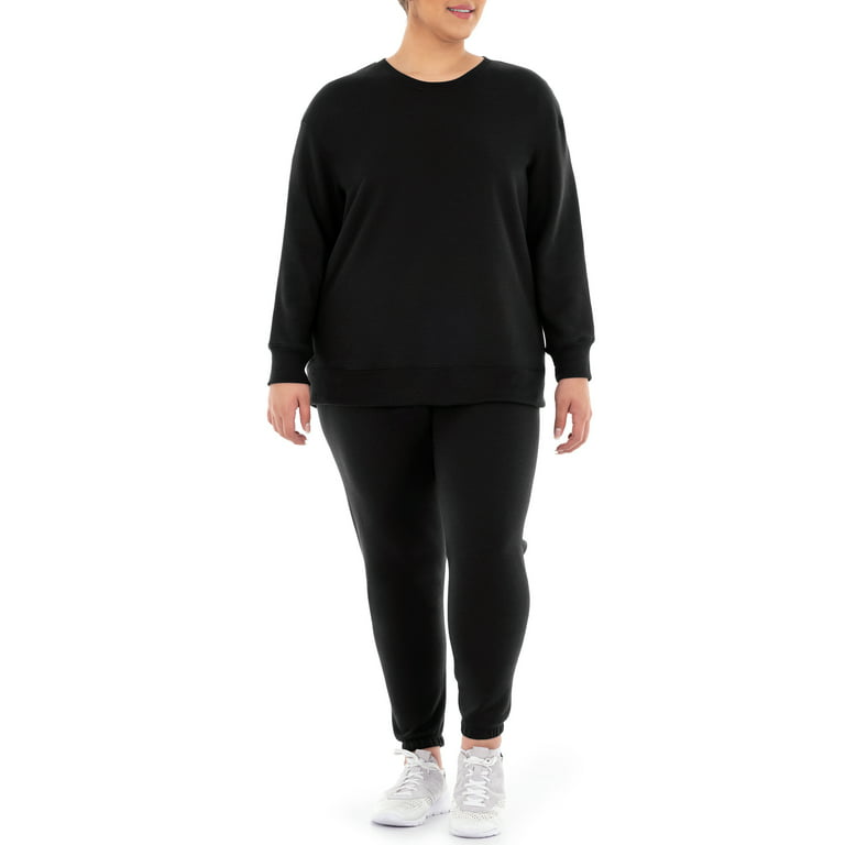 Terra & Sky Women's Plus Size Fleece Sweatshirt & Sweatpant 2-Pack