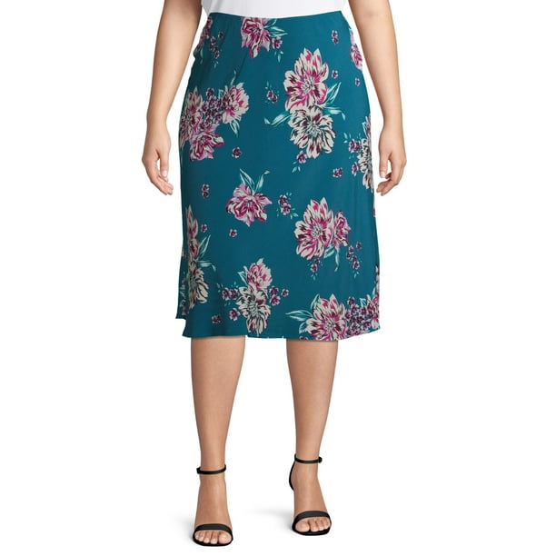 Terra & Sky Women's Plus Size Floral Slip Skirt - Walmart.com