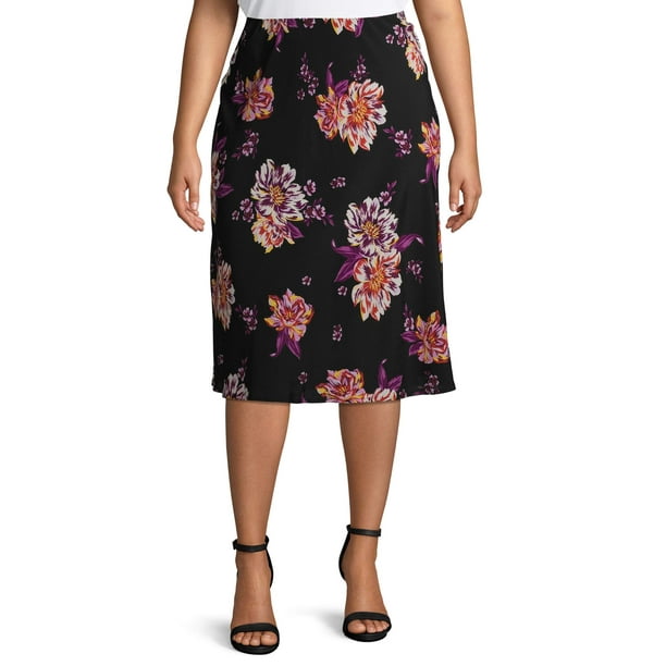 Terra & Sky Women's Plus Size Floral Slip Skirt - Walmart.com